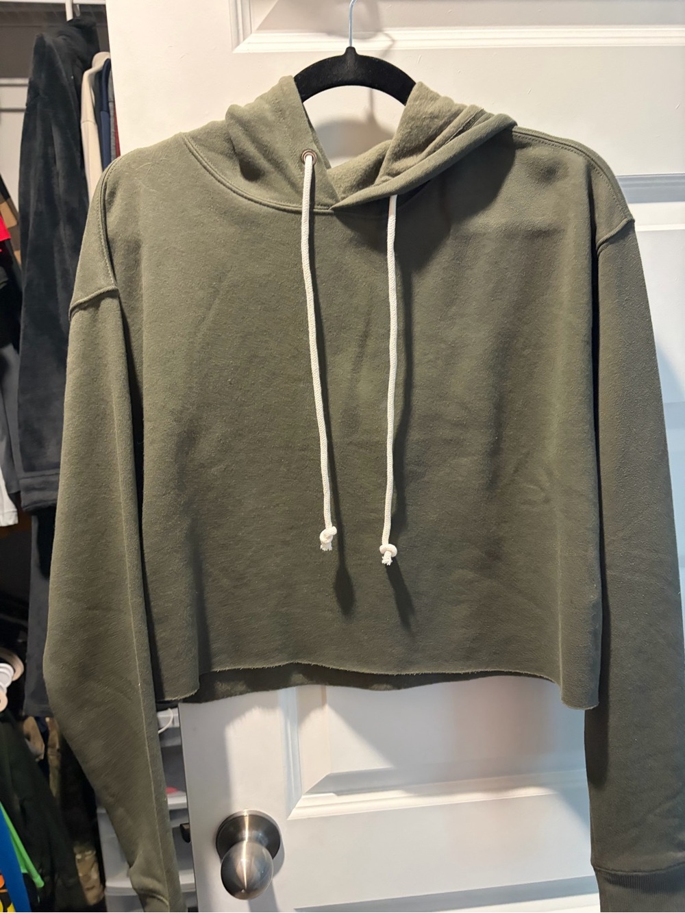 wild fable Olive Cropped Drawstring Hoodie